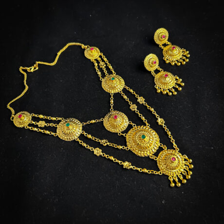 Silver Go-Go Passa Lohori Long Necklace Set with Earings