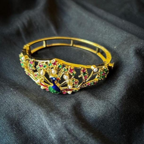 Traditional Mayur Bracelet with Multi-Color Stones.
