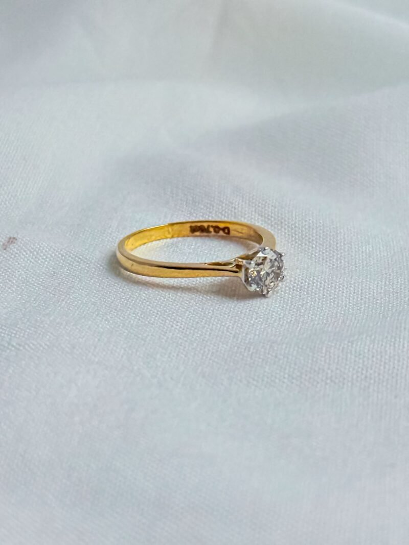 Solitaire Diamond Crown Ring in Real Gold