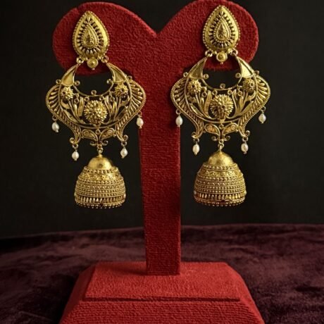 Traditional Jhumko Kanbala with Pearls