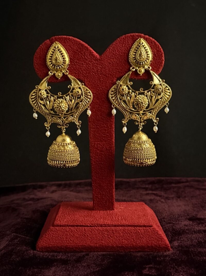 Traditional Jhumko Kanbala with Pearls