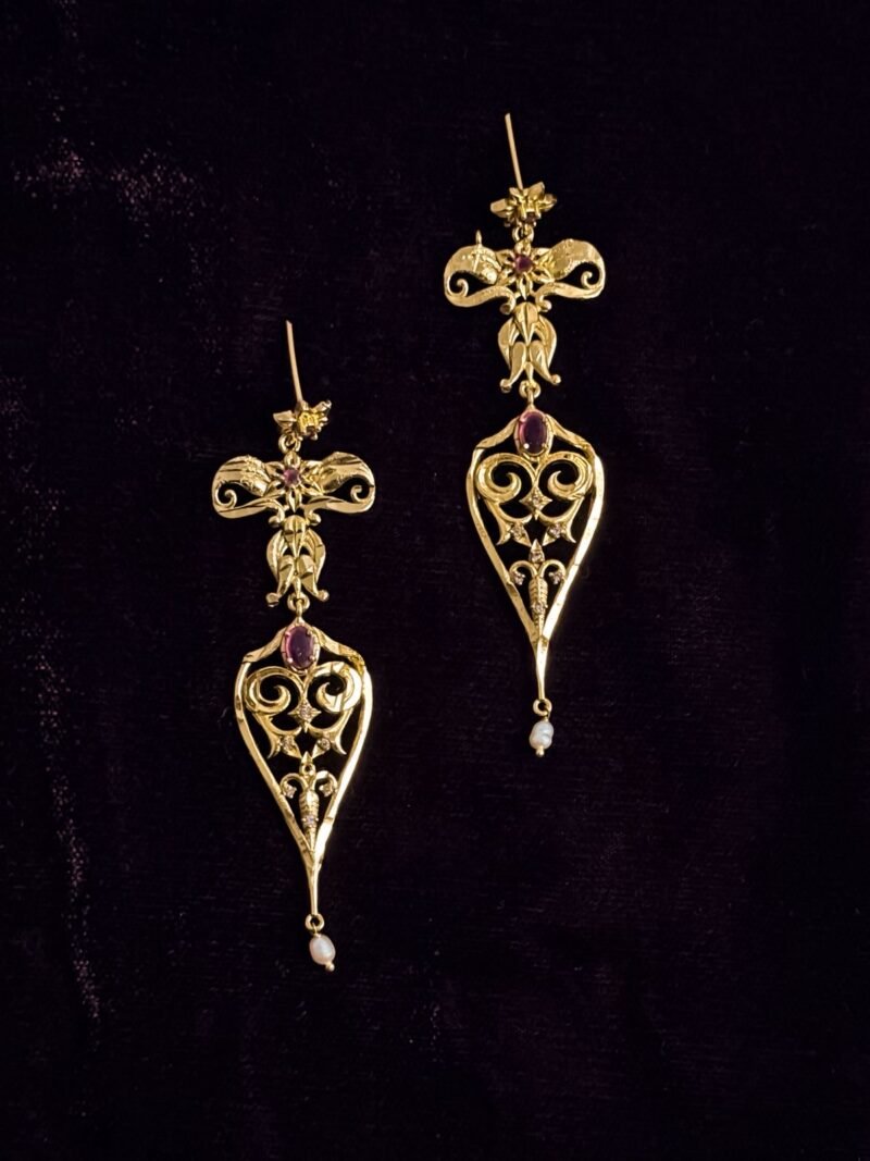 Victorian Lotus Curved Earrings