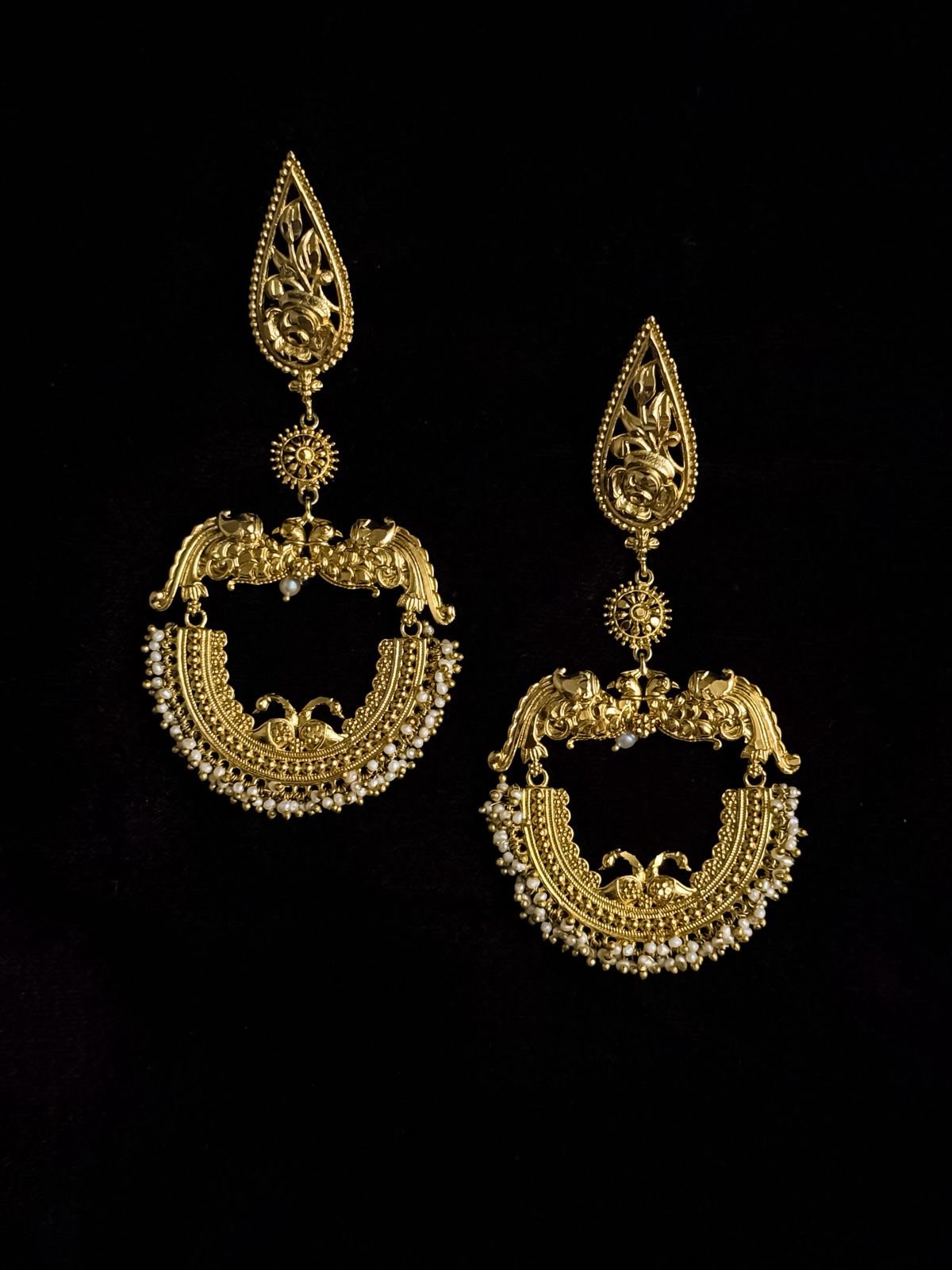 Mayur Earrings with Pearls