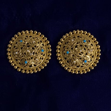 Traditional Hand Naksha Go-Go Half-Topa Passa Ear Tops. Pendant.