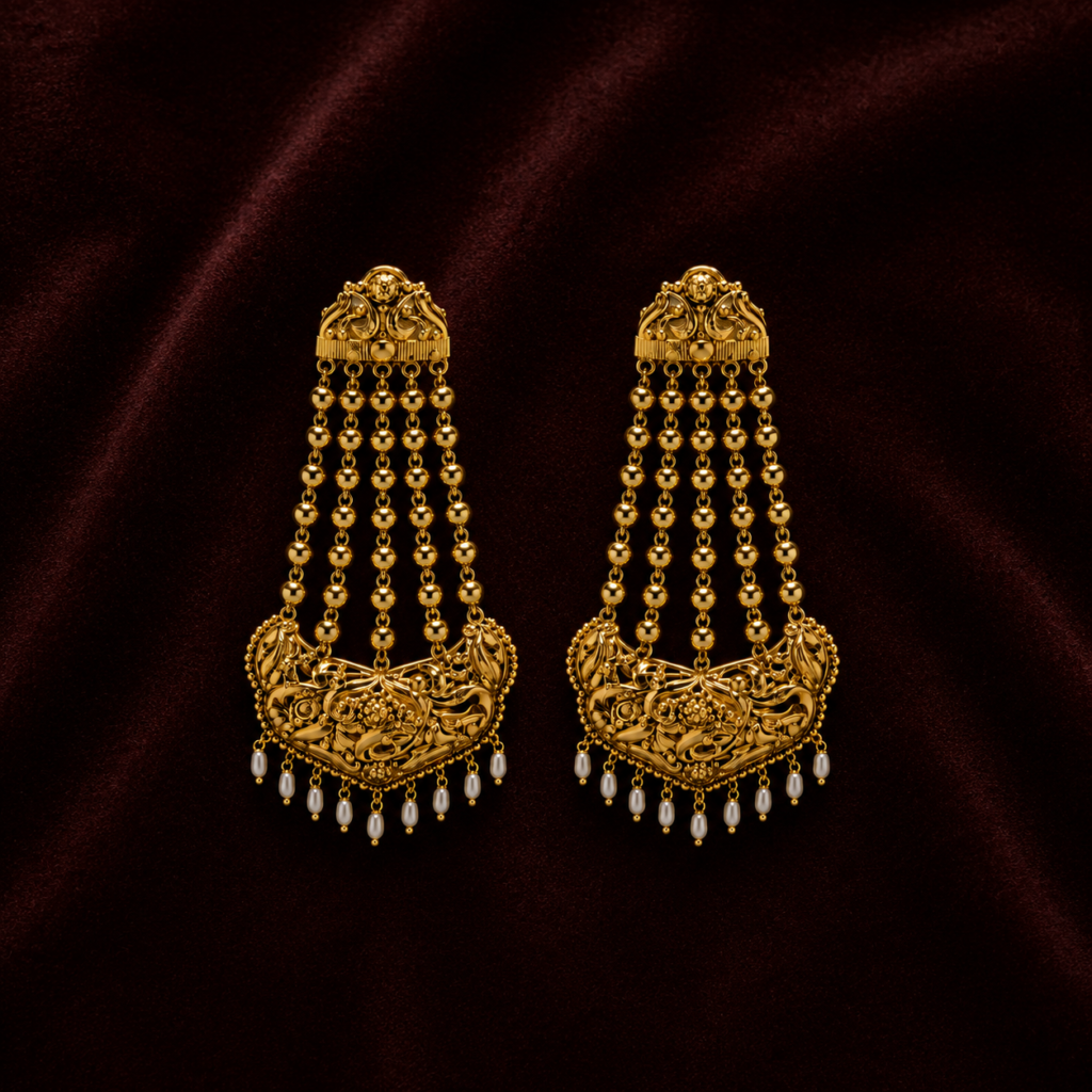 Hand Naksha Jhalor Earrings