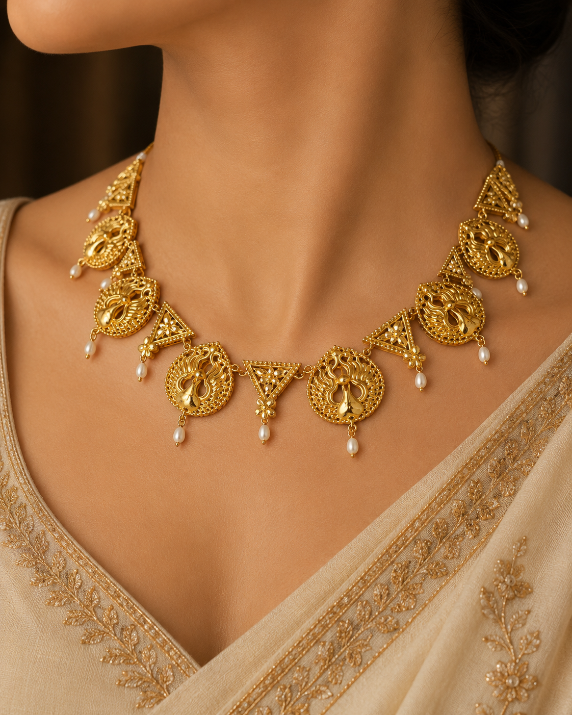 Traditional Tribhuz Mayur Necklace