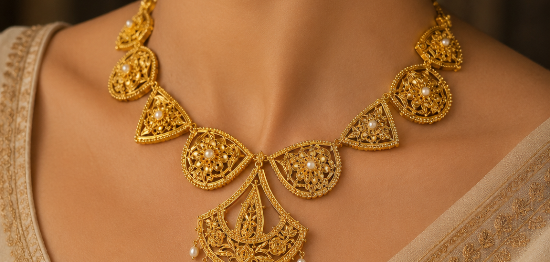 Traditional Handcrafted Tribhuz Necklace Set
