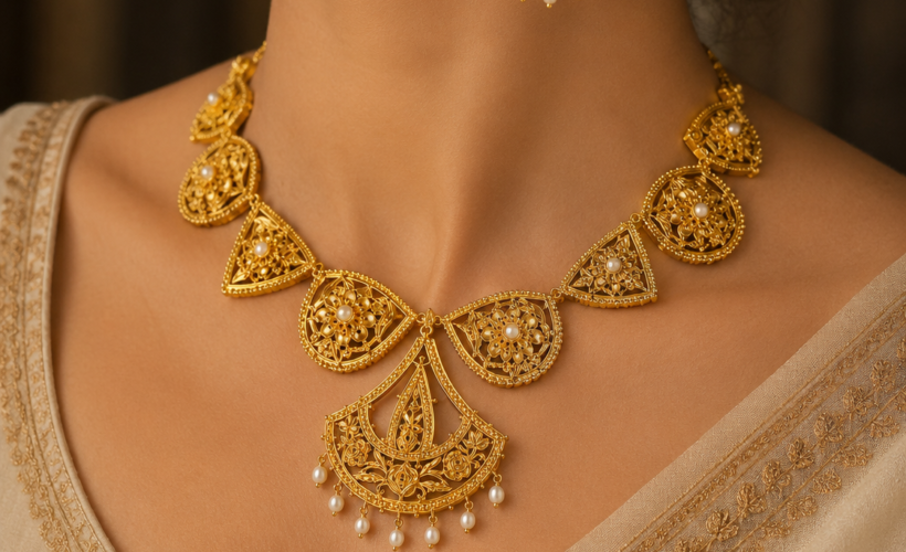 Traditional Handcrafted Tribhuz Necklace Set