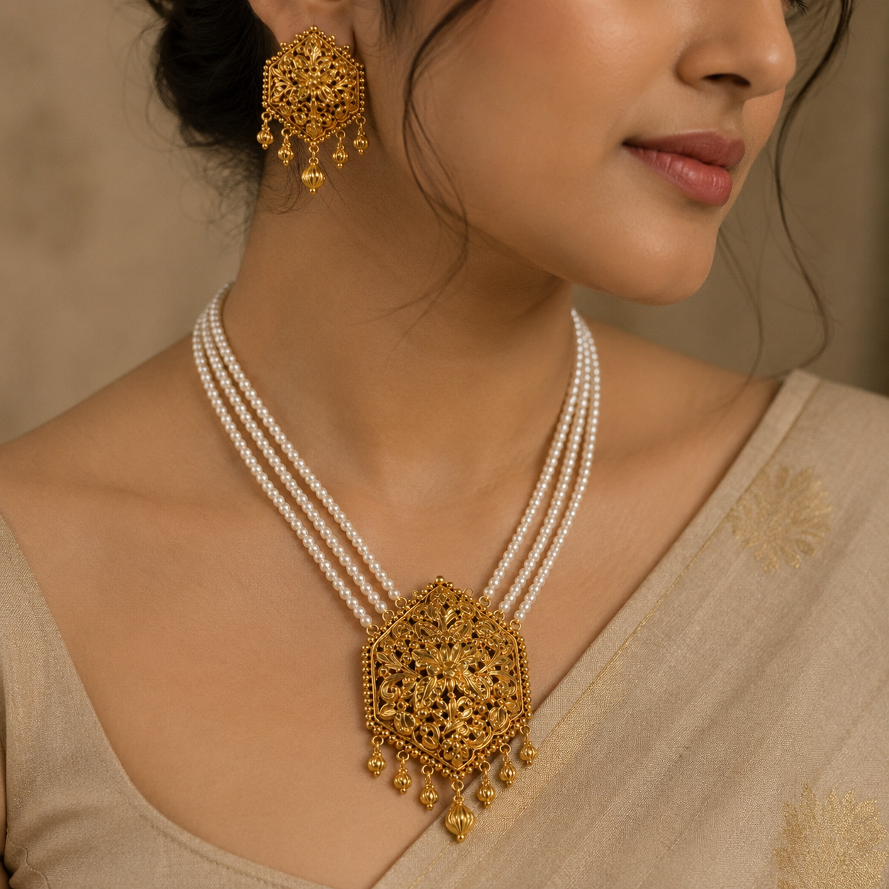 Malobika Pendant Set with South Sea Pearl